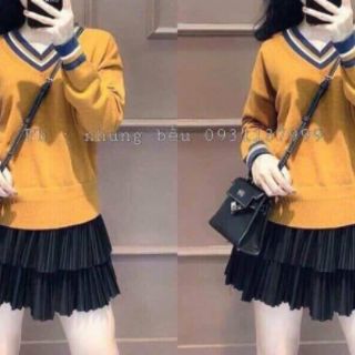 Chân váy dập ly 2 tầng - SẴN  HÀNG