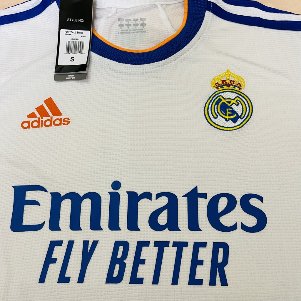 Áo Bóng Đá CLB Real Madrid, Áo Đá Banh Real 2022 - Chuẩn Mẫu Thi Đấu - Vải Polyester Thái Gai Lưới