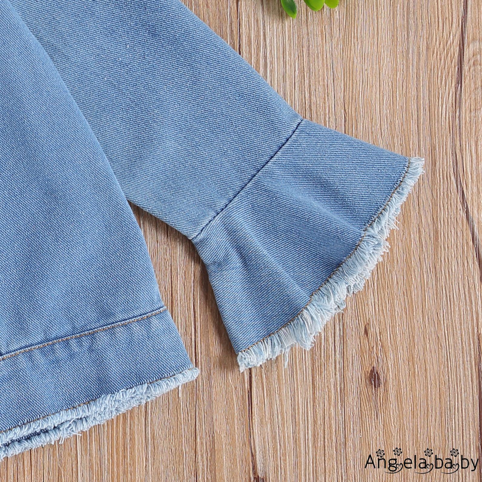 Áo Khoác Denim Tay Loe Thời Trang Cho Bé Gái