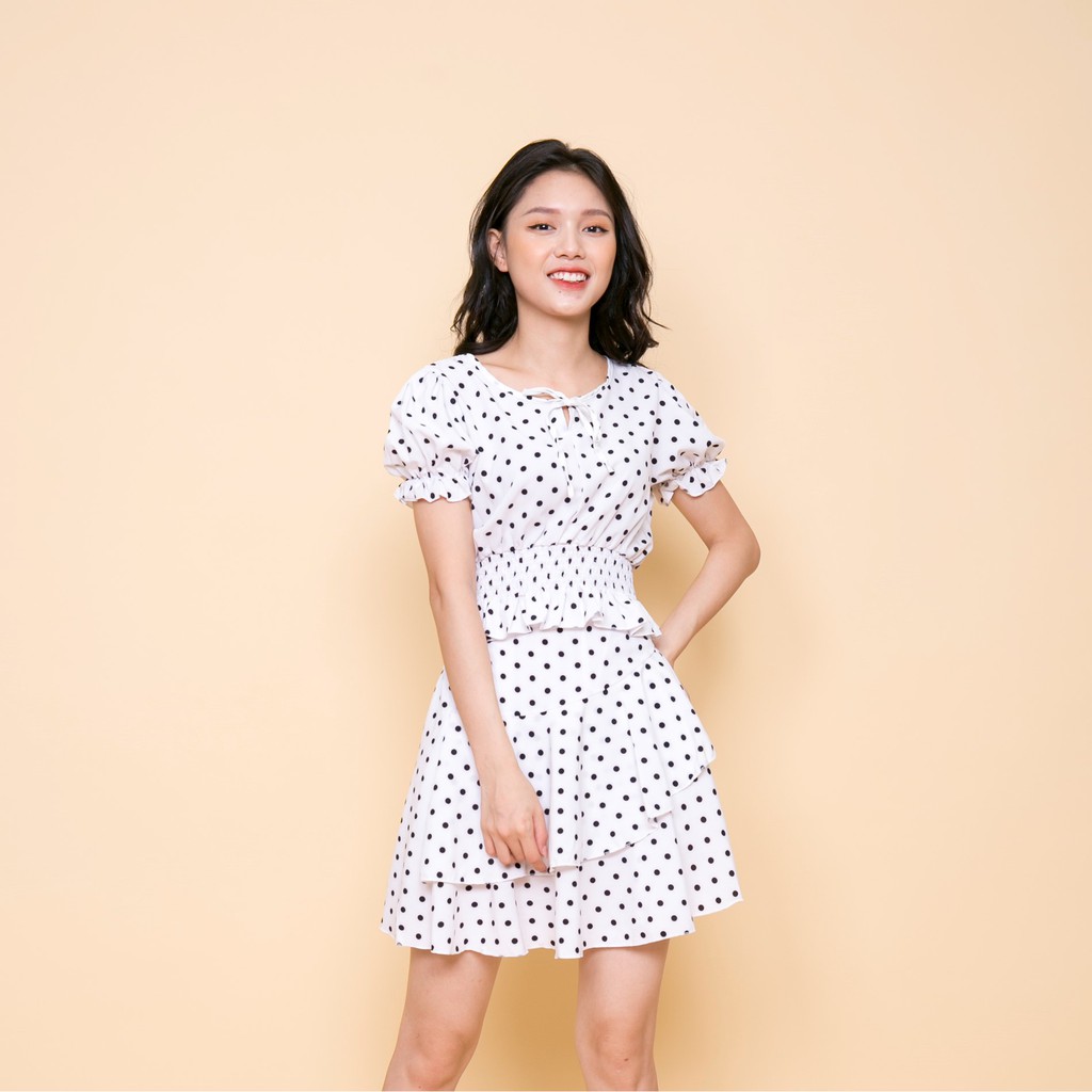 [Mã FASHIONIFU200 giảm 0.4 đơn 449k] Chân váy tầng chấm bi IFU 2509 | BigBuy360 - bigbuy360.vn
