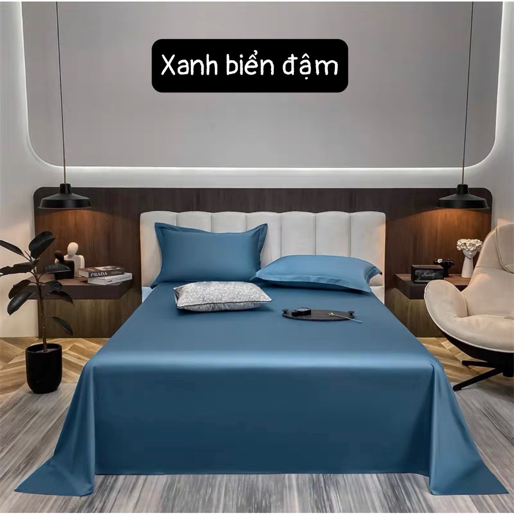Bộ ga giường phi lụa trơn LIDACO chất liệu lụa mượt mà, óng ả decor phòng ngủ vintage