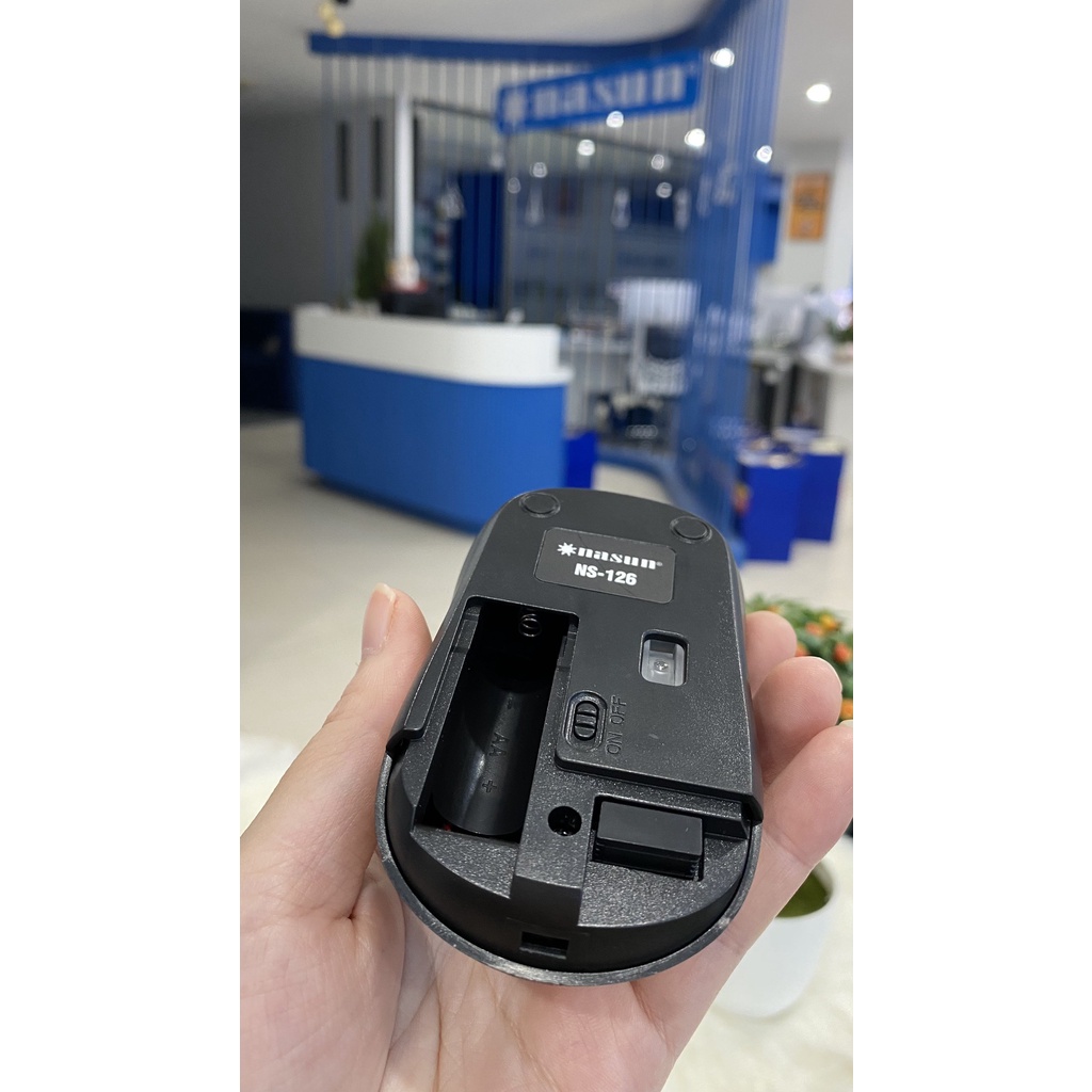 Chuột không dây Nasun NS-126 Độ phân giải: 1600 DPI Độ bền: 5,000,000 lần bấm bảo hành 24 tháng chính hãng
