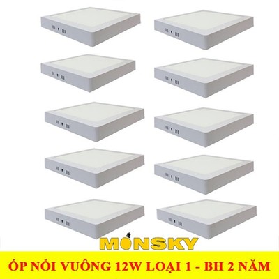 Combo10 đèn ốp trần nổi MONSKY 12W Vuông màu ánh sáng trắng