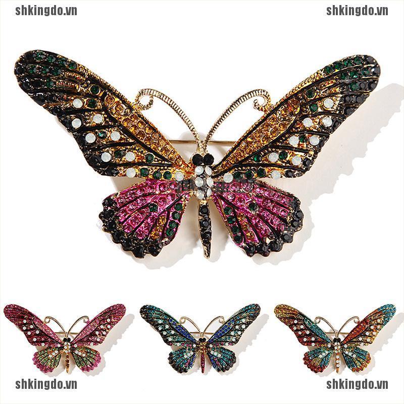 Cài áo hình chú bướm đính kim cương giả cho nữ