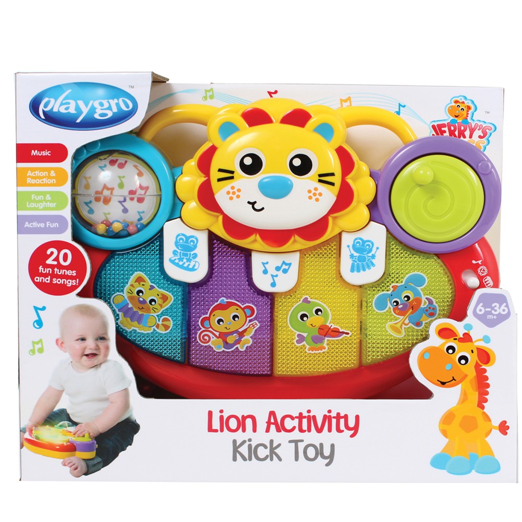 Đồ chơi sư tử phát nhạc có đèn nhấp nháy Playgro Lion Activity Kick Toy, cho bé 6-36 tháng