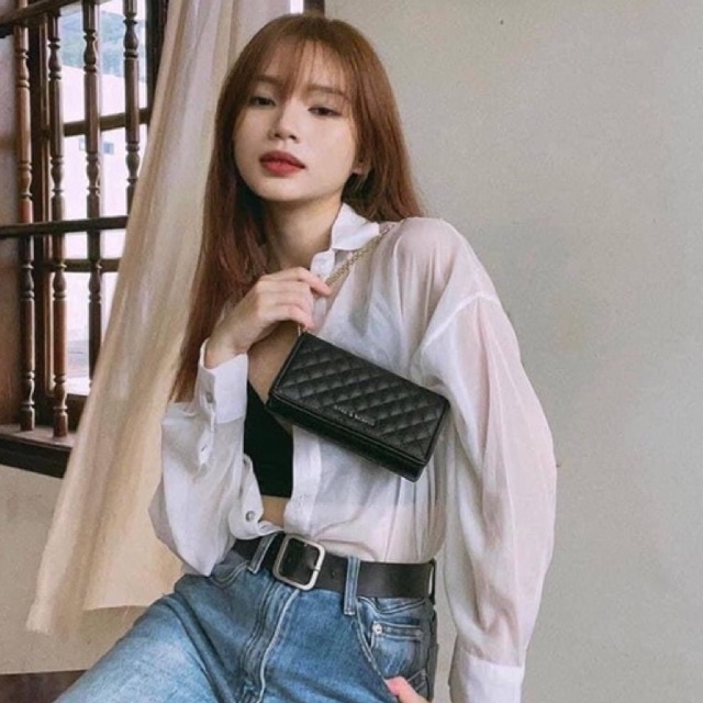 Túi kẹp nách dây xích CNK ô Trần Trám size 20cm da hạt, túi đeo chéo nữ hàn quốc cao cấp