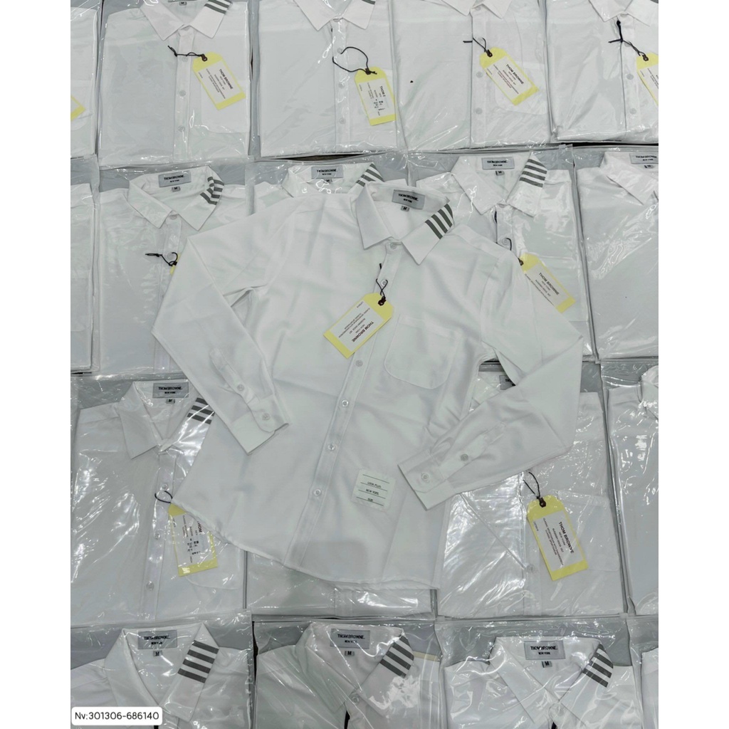 Sơ mi Thom Browne sọc xám cổ vải cao cấp mới nhất 2022