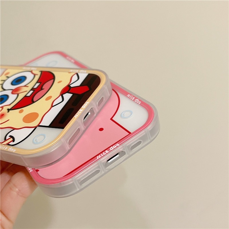 Ốp Điện Thoại TPU Nhám Trong Suốt Họa Tiết Hoạt Hình SpongeBob Cho IPhone 11 12 13 Pro Max Xs X Xr 8 7 6 Plus