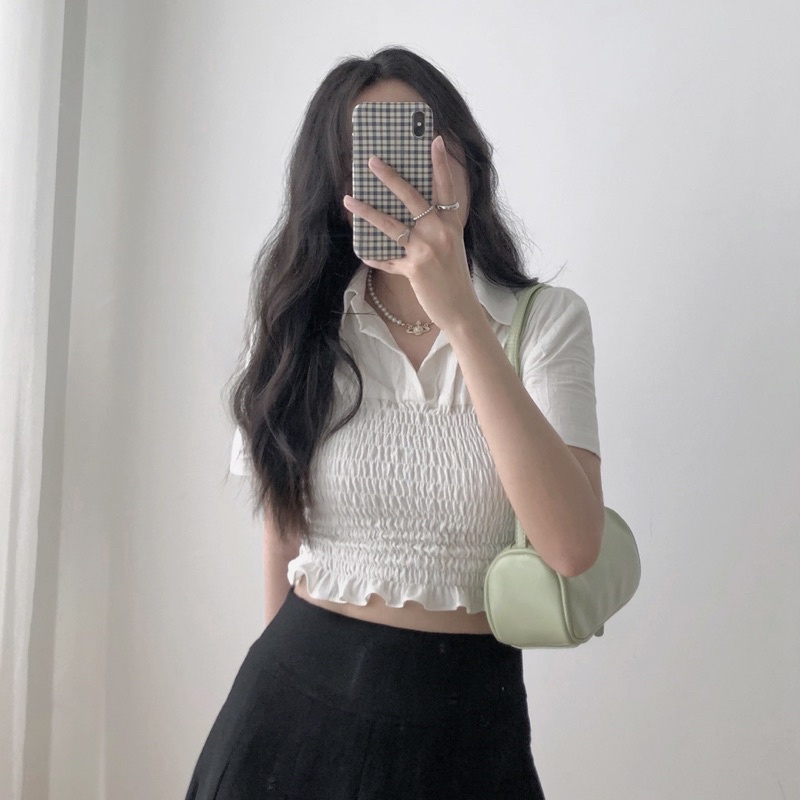 JANET STUDIO • Áo sơ mi nhún thun