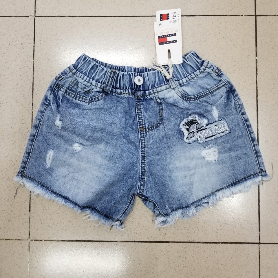 Quần short jean thêu hoa bé gái size đại