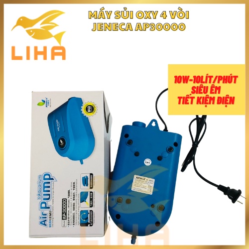 Máy Sủi Oxy 4 Vòi Jeneca AP30000 (10W-10Lít/Phút) - Máy Oxi Cho Bể Cá