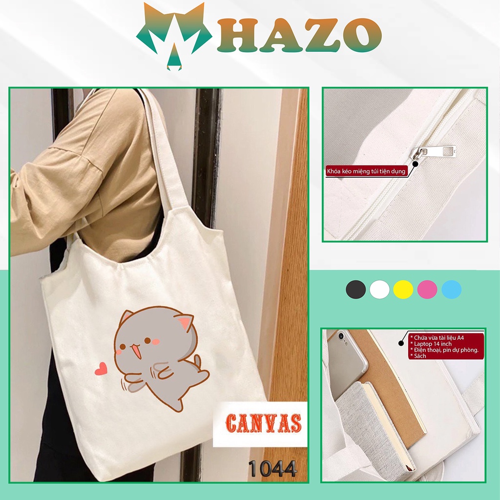 TÚI TOTE TRẮNG CHẤT VẢI CANVAS 1044 KAIWAI THẢ TIM DỄ THƯƠNG HÀNG CHUẨN ĐẸP