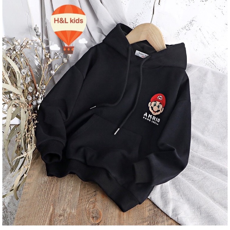 Áo hoodie bé trai bé gái vải cotton mềm mát size đại, cồ