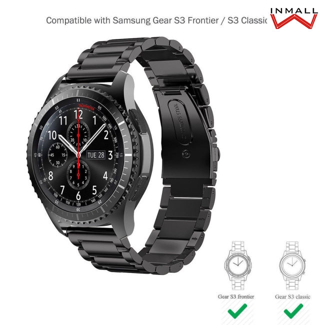 AD【Ready stock】Dây đeo thay thế bằng thép không gỉ 22mm cho đồng hồ Samsung Gear S3 Frontier / Gear S3 Classic