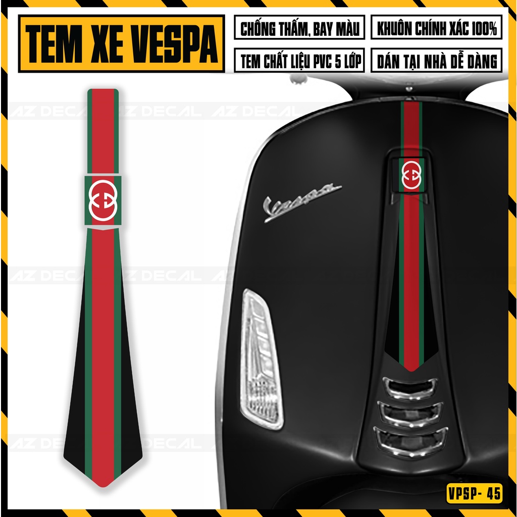 Tem Vespa Sprint / Primavera Thiết Kế Cà Vạt Thương Hiệu Thời Trang | VPSP45 | Decal Hình Dán Xe Máy Vespa Dễ Dán