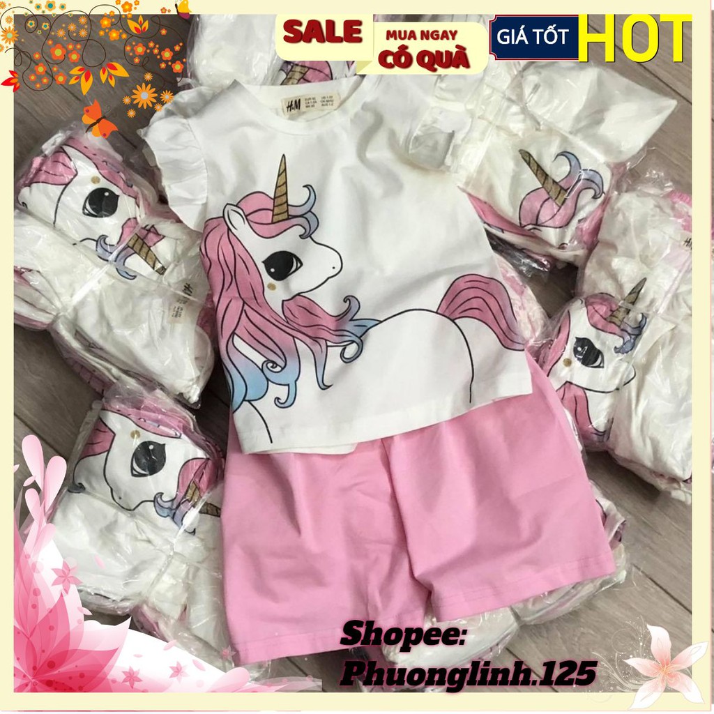 SBG2203 SET COTTON HÌNH NGỰA PONY HỒNG CHO BÉ