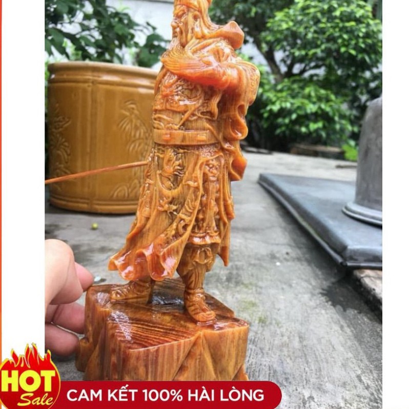 Tượng quan công múa đao làm bằng gỗ - tặng 1 vòng đeo tay Hàng cao cấp
