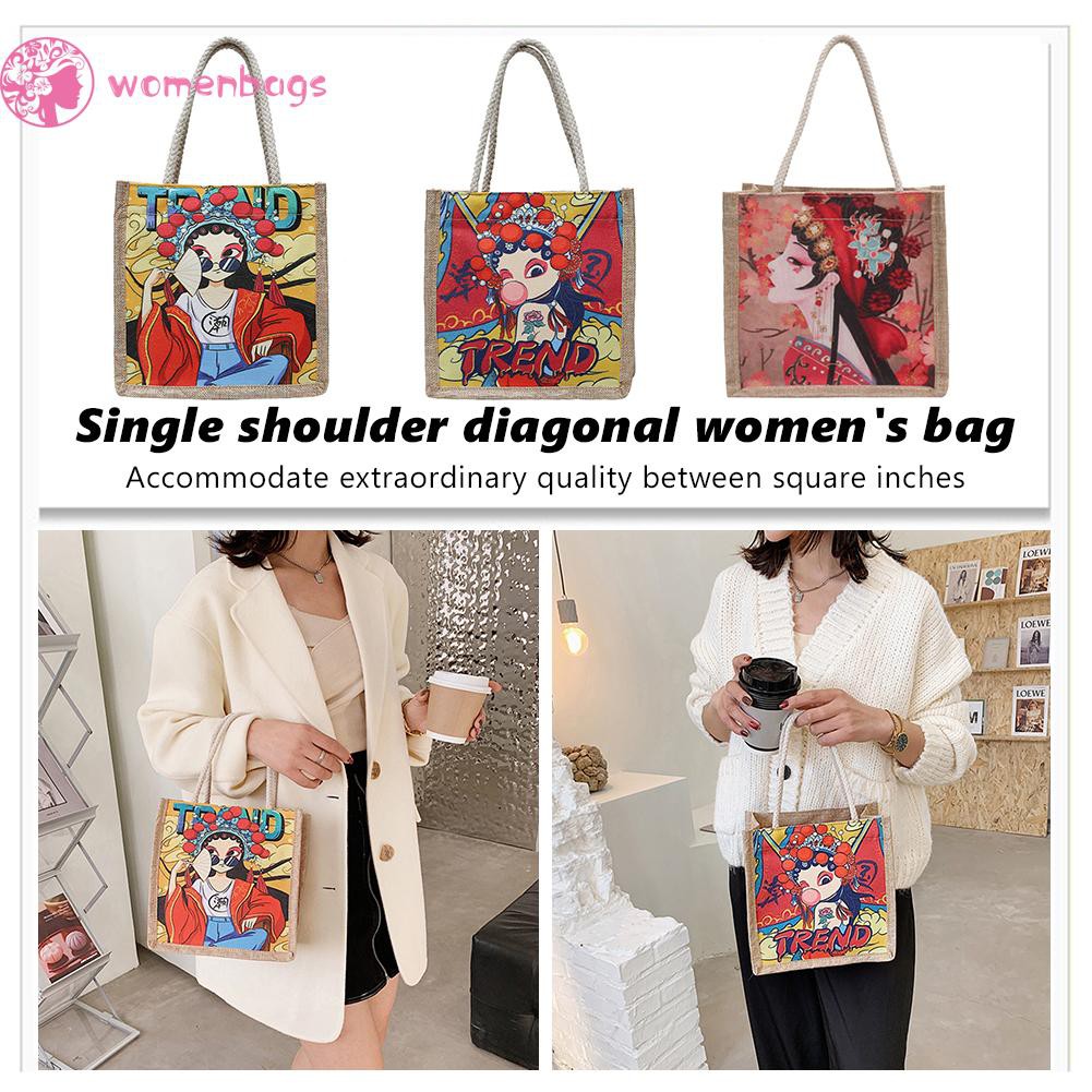 Túi Xách Vải Canvas Cỡ Lớn In Hình Hoạt Hình Độc Đáo Dành Cho Nữ