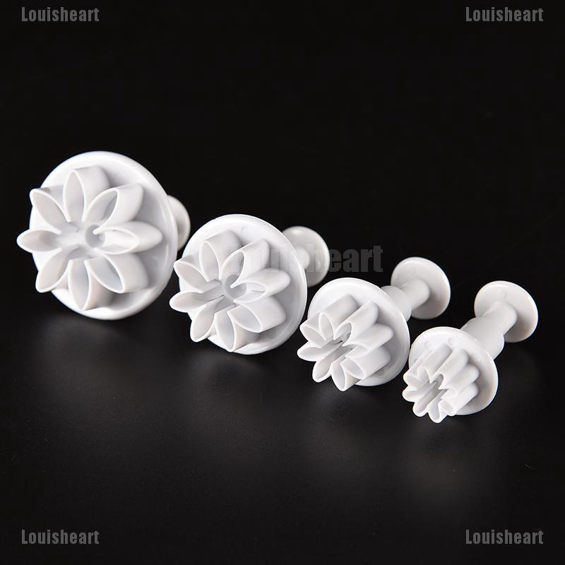 Set 4 khuôn làm kẹo mềm trang trí bánh tạo hình bông cúc tiện lợi