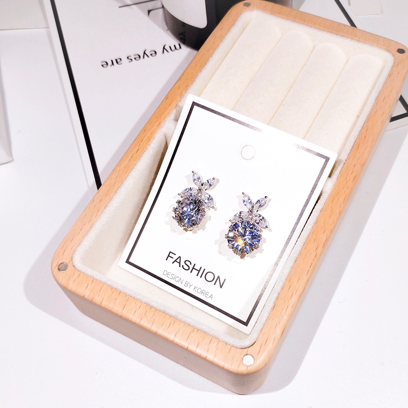 Khuyên tai JIUDUOLAN mạ bạc kiểu dáng hoa đính đá zircon phong cách Hàn Quốc dễ phối đồ cao cấp