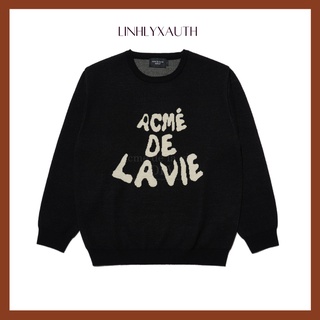 Áo len acmé de la vie - adlv front full logo knit black linhlyxauth llxauth