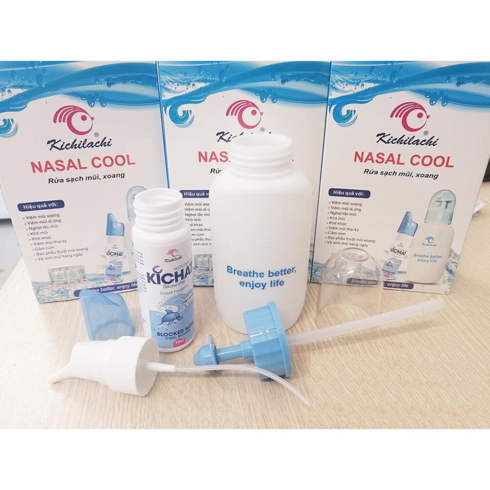 Bình rửa mũi NASAL COOL + 6 gói muối và 1 bình xịt mũi