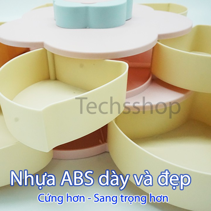 Khay Đựng Mứt Xoay 2 Tầng Có Nắp Để Điện Thoại Nhựa ABS Dày Và Cứng Cáp