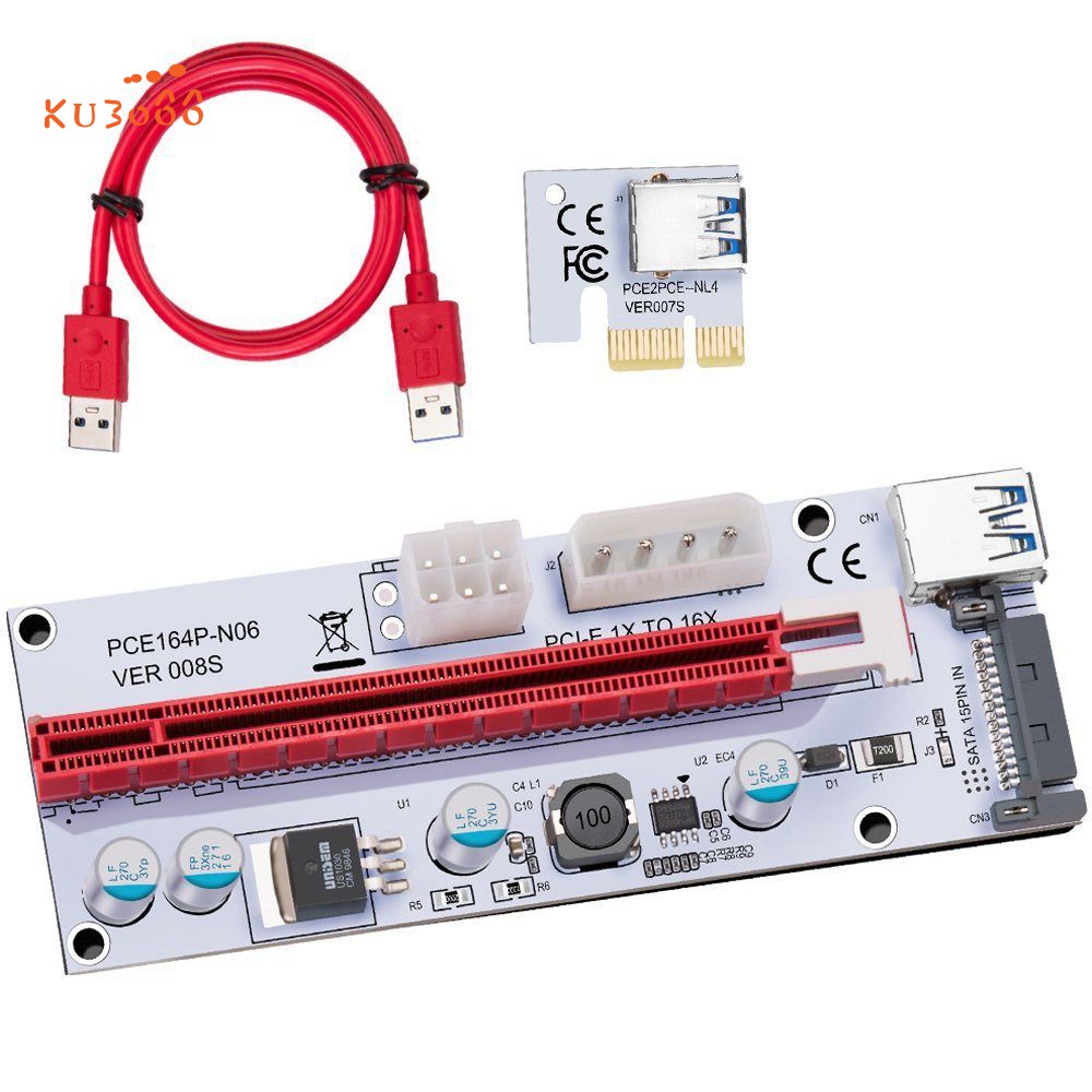 USB 3.0 Pcie PCI-E Express 1X To 16X GPU Extender Riser Card Adapter