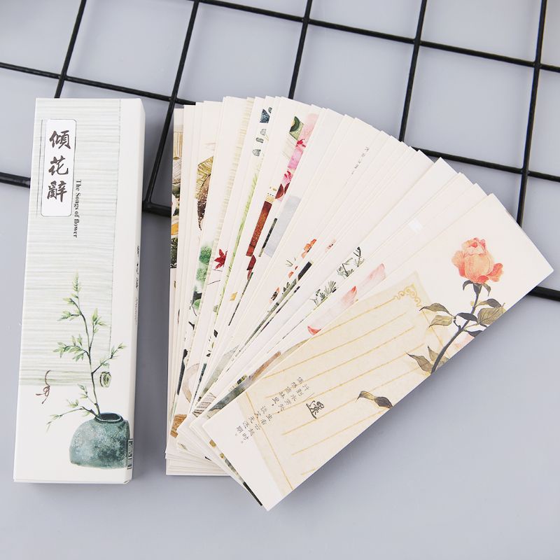 Set 30 Thẻ Đánh Dấu Trang Sách Bằng Giấy In Họa Tiết Phong Cách Trung Hoa Cổ Điển