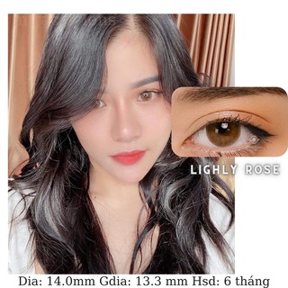 [Lens màu nâu] Lens mắt LIGHLY ROSE BROWN 8 MONTH - Lens Hàn Quốc
