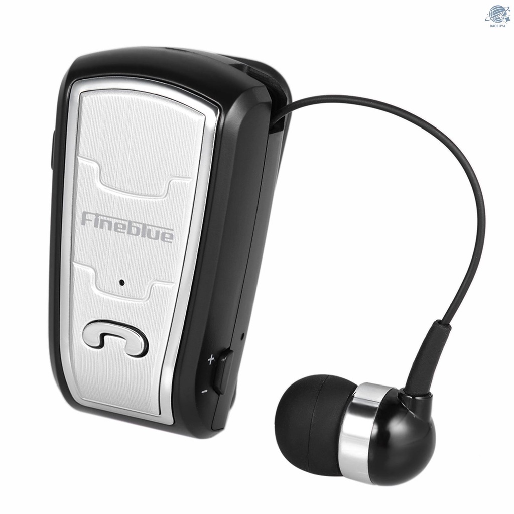 BF Fineblue Wireless Bluetooth Headsets In-ear Stereo Headphones Clip-on Earbuds Hands-free with Microphone Black