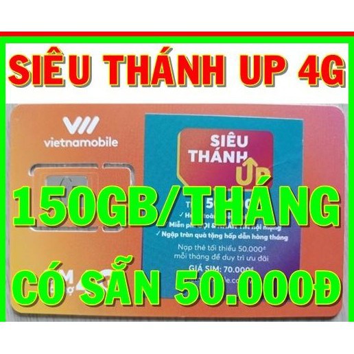 Sim Siêu Thánh Sim Up Data  4GB/ngày