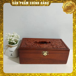 [Mỹ Nghệ Đồng Kỵ] Hộp Khăn Giấy Gỗ Hương Trạm Khắc Di Lặc Cao Cấp