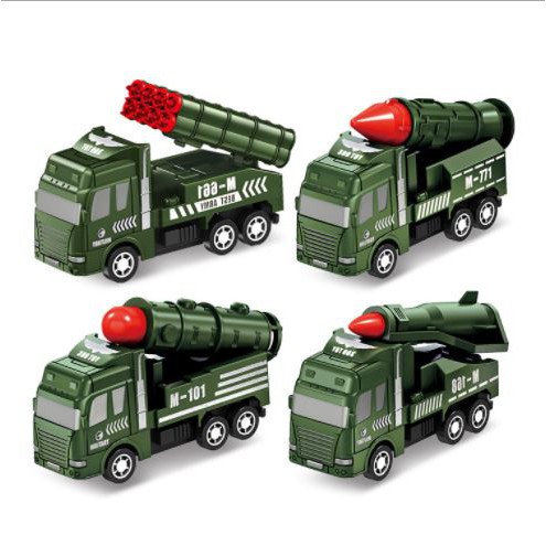 Phụ kiện trang trí bánh sinh nhật bánh kem - SET 4 XE Ô TÔ CHỞ T.ÊN LỬA nhựa