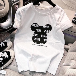Áo thun nữ tay lỡ unisex in họa tiết chuột chữ bean cube myrose169