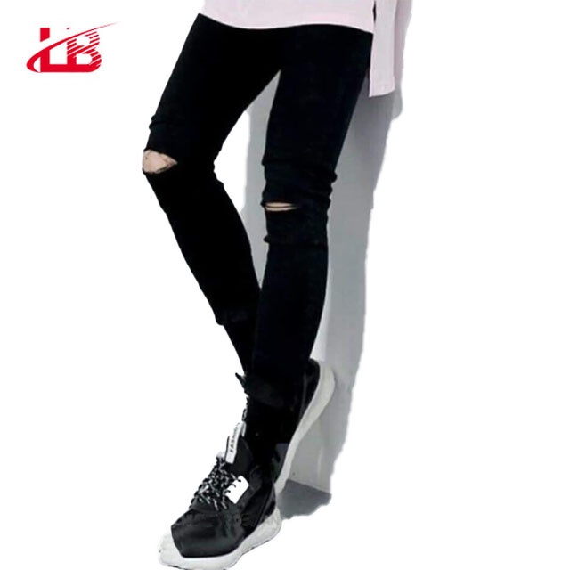 Quần jean nam rách gối màu đen LB OFFICIAL skinny jean nam trơn chất bò co giãn 4 chiều ôm dáng cực đẹp DNHQ9861 ®️