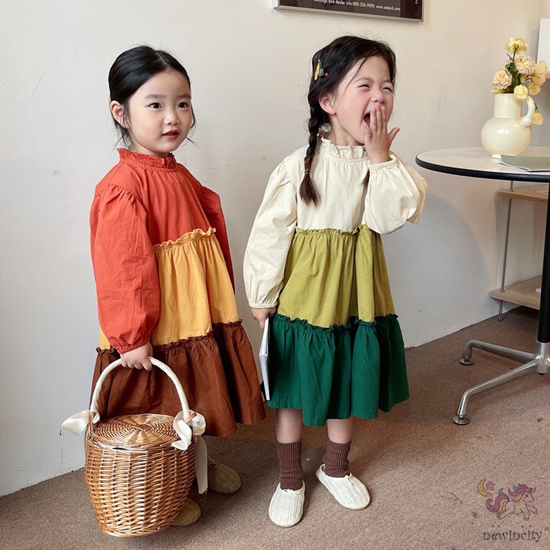 Đầm DàI Tay NhiềU MàU SắC Cho Bé GáI