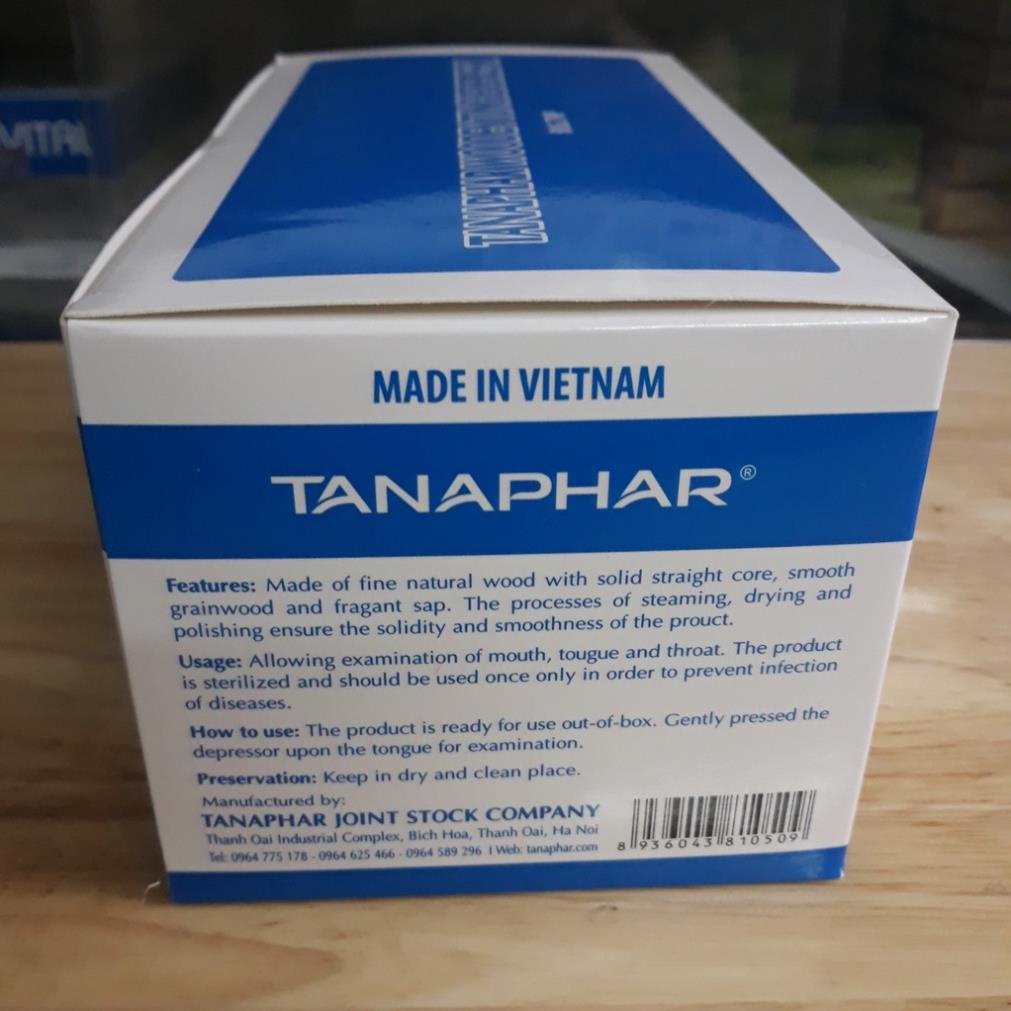 Que đè lưỡi gỗ tiệt trùng Tanaphar que làm đồ hanmade - hộp 100 que - 1 quê