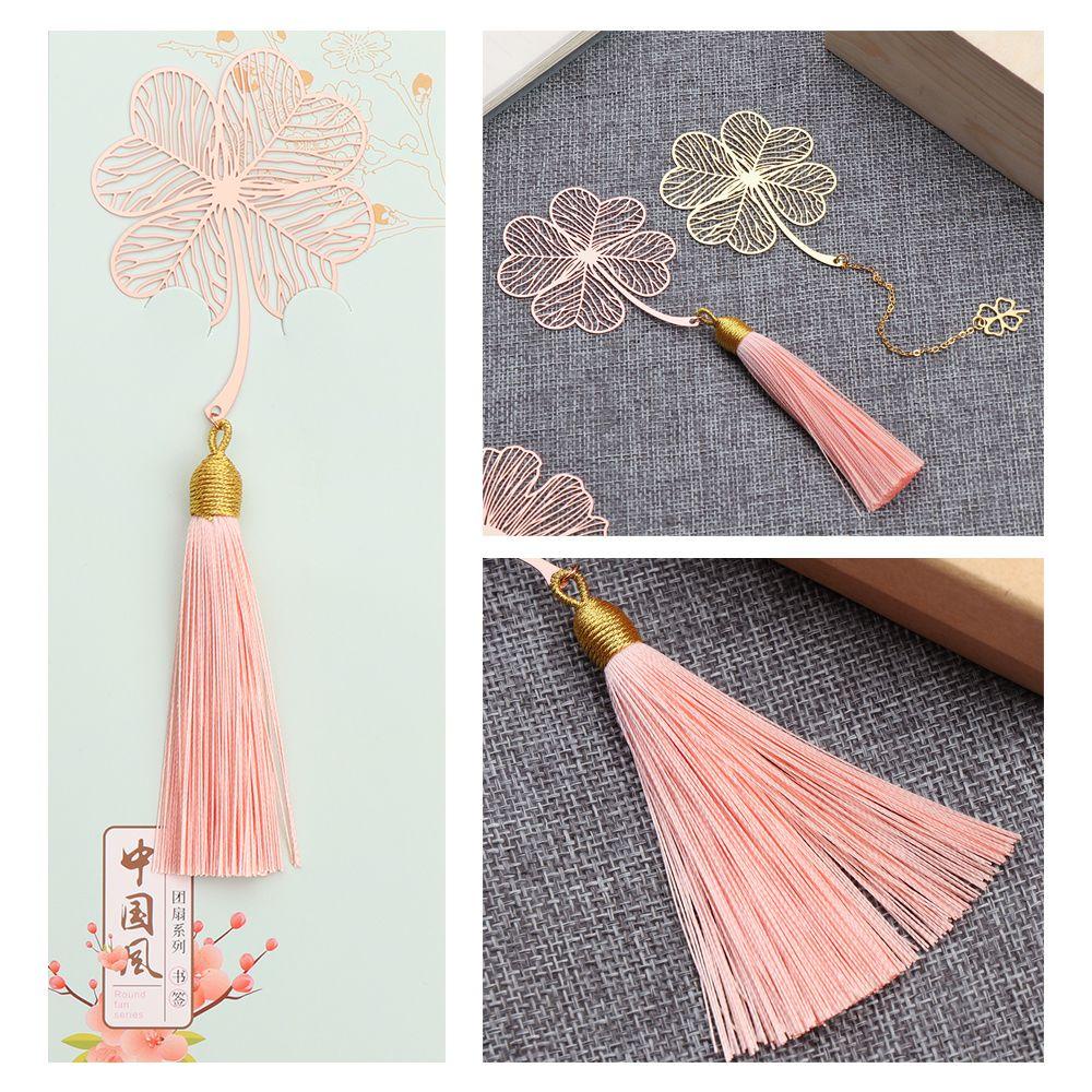 LEISURE Bookmark Kim Loại Màu Vàng Hồng Hình Lá Mơ Dễ Thương