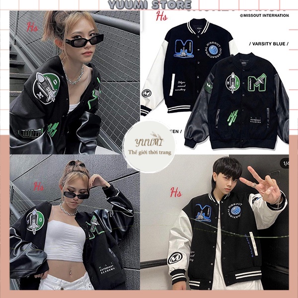 Áo Khoác Bomber Nam Nữ Hót Trend 2021 - Áo Bomber Jacket Varsity Missout Họa Tiết Thêu Chất Đẹp Mã 684