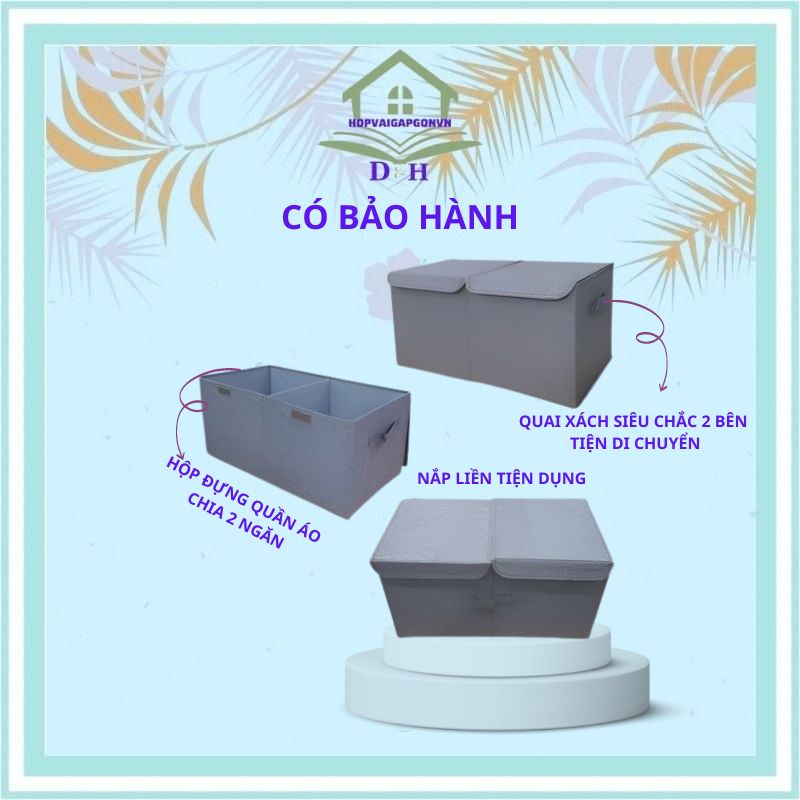 Thùng Vải Đựng Đồ Đa Năng Chia 2 Ngăn Nắp Liền Bằng Vải OXFORD Cao Cấp Cỡ Lớn [CÓ BẢO HÀNH]