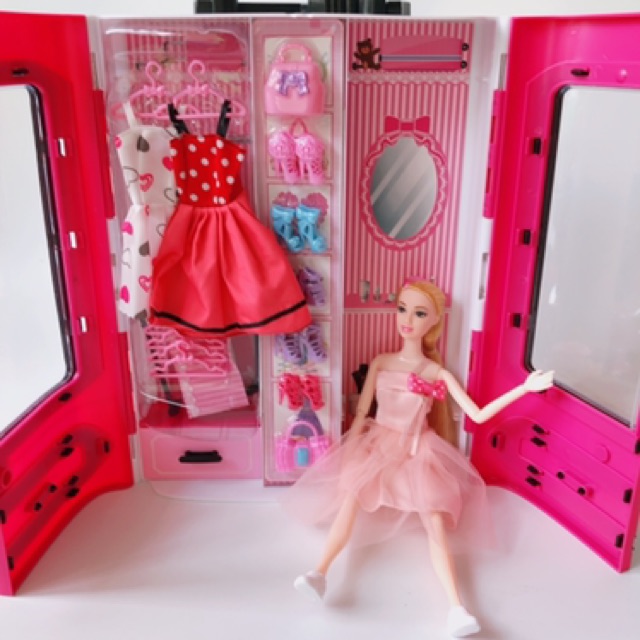 Bộ đồ chơi tủ quần áo búp bê barbie