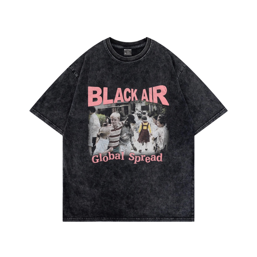 Áo thun wash tay lỡ form rộng unisex ATHANOR 100% chất cotton mẫu Black Air