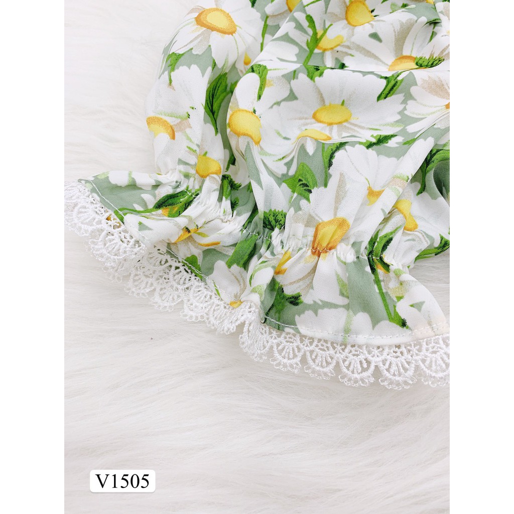 Váy xanh hoa cúc trắng đuôi cá V1505 (Kèm ảnh thật do shop tự chụp) | BigBuy360 - bigbuy360.vn
