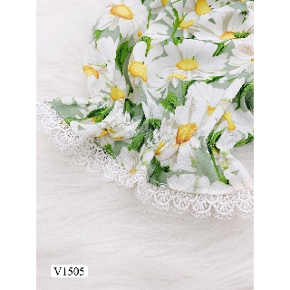 Váy xanh hoa cúc trắng đuôi cá V1505 (Kèm ảnh thật do shop tự chụp)
