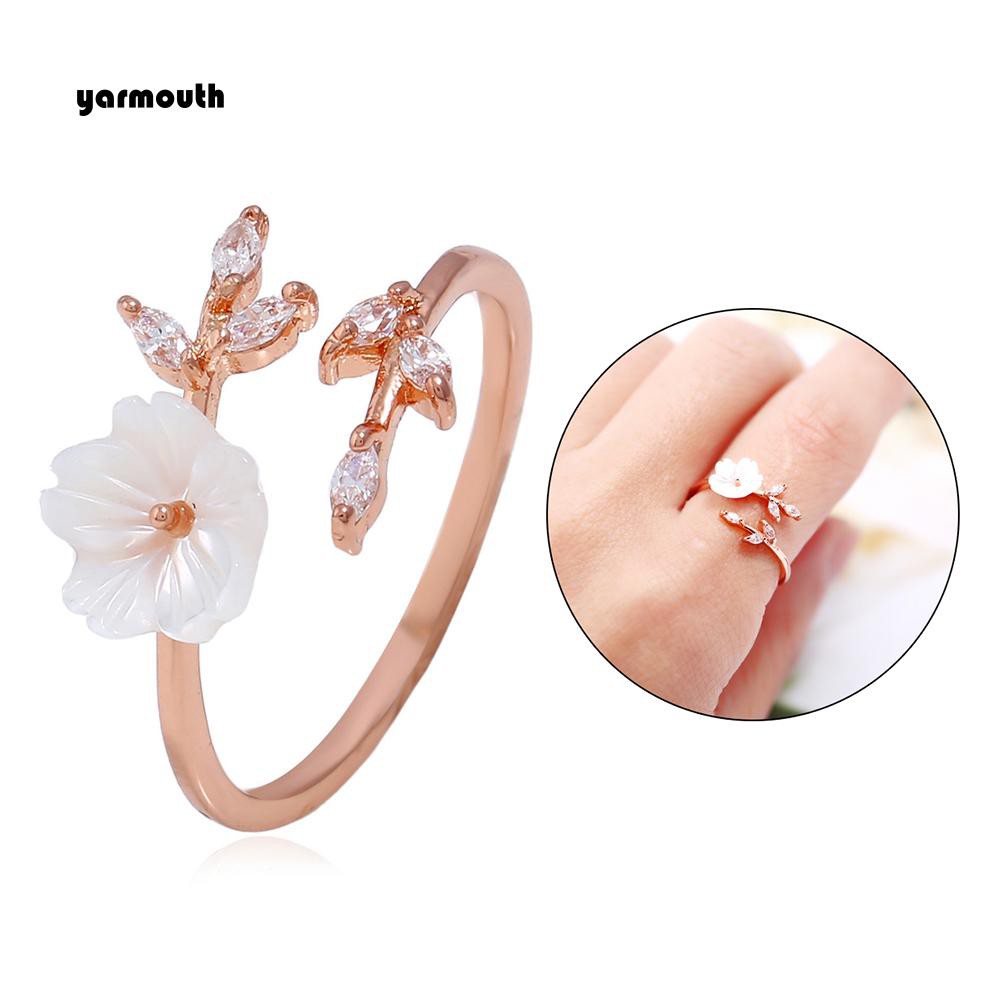 Nhẫn Mở Hình Hoa Đính Đá Nhân Tạo Thời Trang Cho Nữ