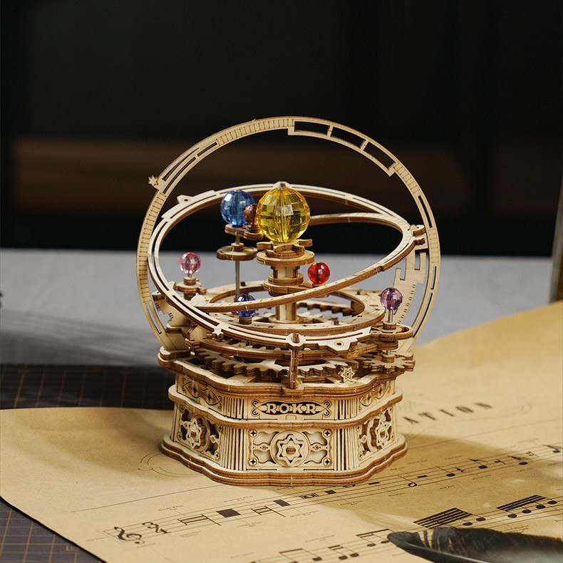 [BẢN QUỐC TẾ TIẾNG ANH] Mô hình Hộp nhạc Starry Night AMK51 Orrery Mechanical Music Box