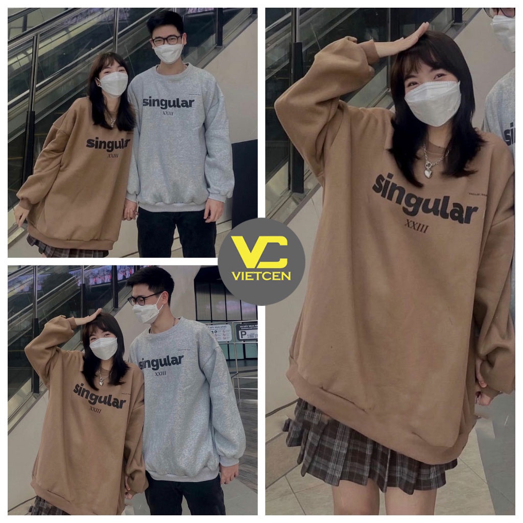 Áo sweater nỉ form rộng SINGULA áo hoodie Unisex hot trend_VIETCEN
