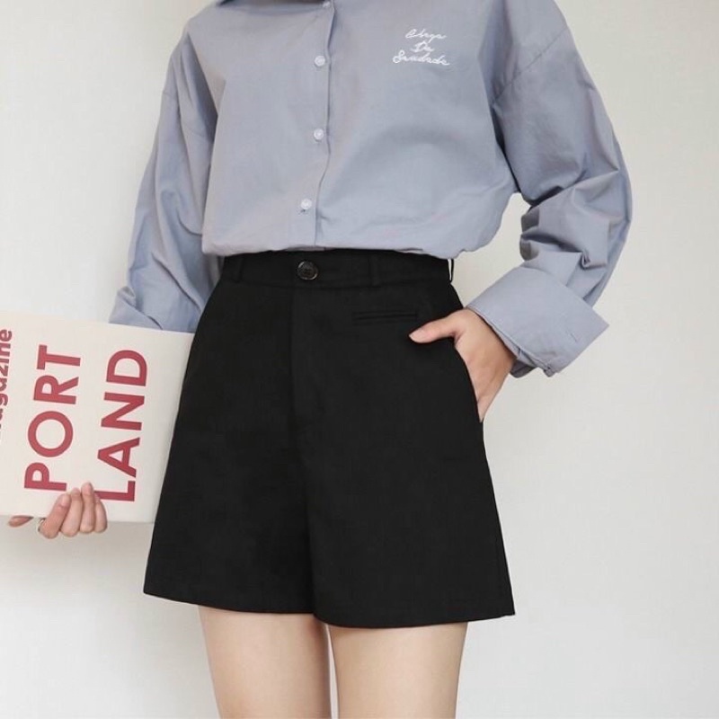 Quần Short Nữ KaKi Ulzzang Cạp Cao Lên Dáng Xinh