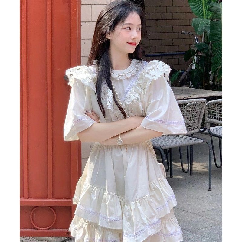 Đầm Phối Bèo Thời Trang Xuân Hè Xinh Xắn Chất Lượng đầm trắng đầm tiểu thư đầm nữ đầm dự tiệc thời trang nữ